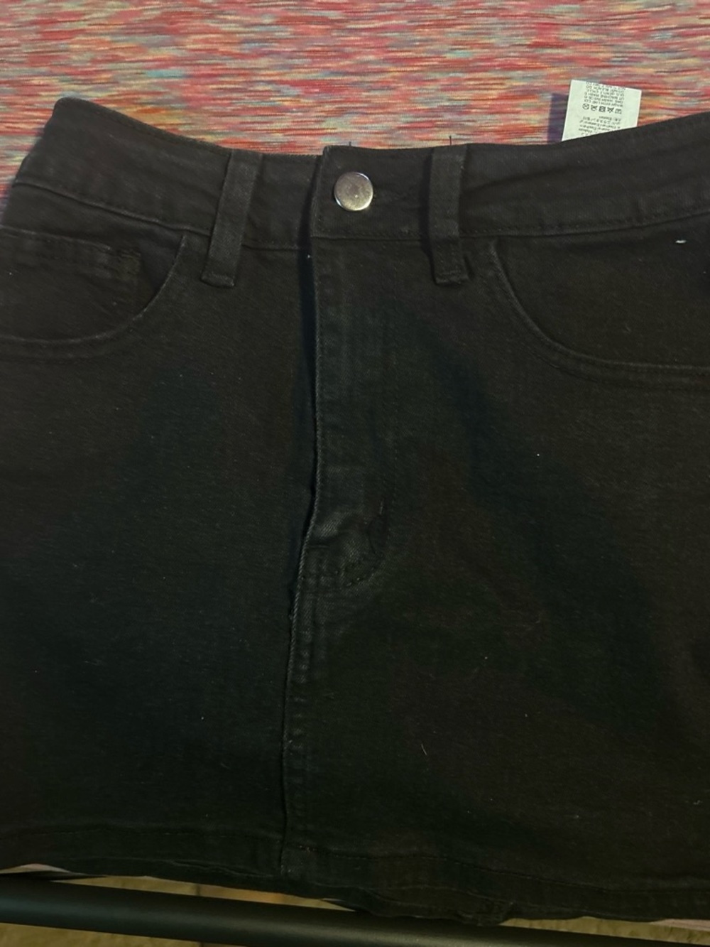 SHEIN Black Denim Skirt with Tag Detail